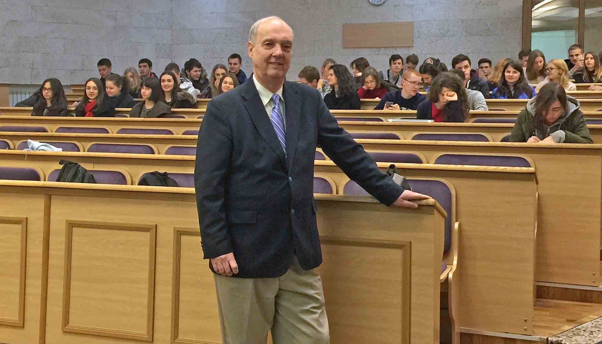 Jobe in a Ukrainian lecture hall