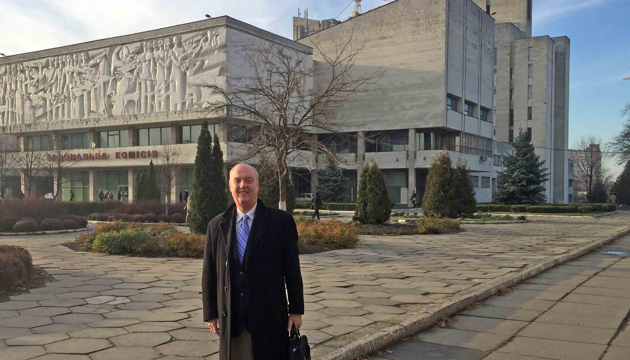 Jobe outside a Ukrainian university