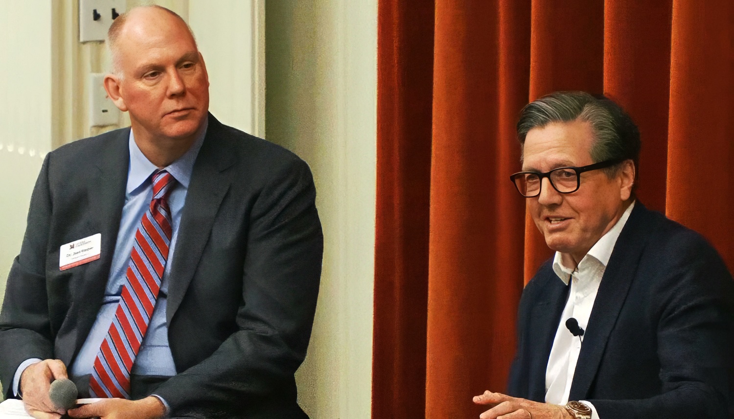 Rick McVey (right) and Joel Harper (left) during Rick's talk