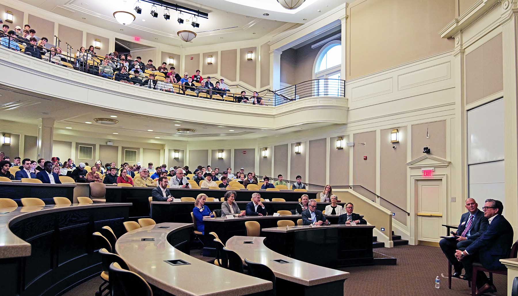Wide shot of Taylor Auditorium during Rick McVey's talk