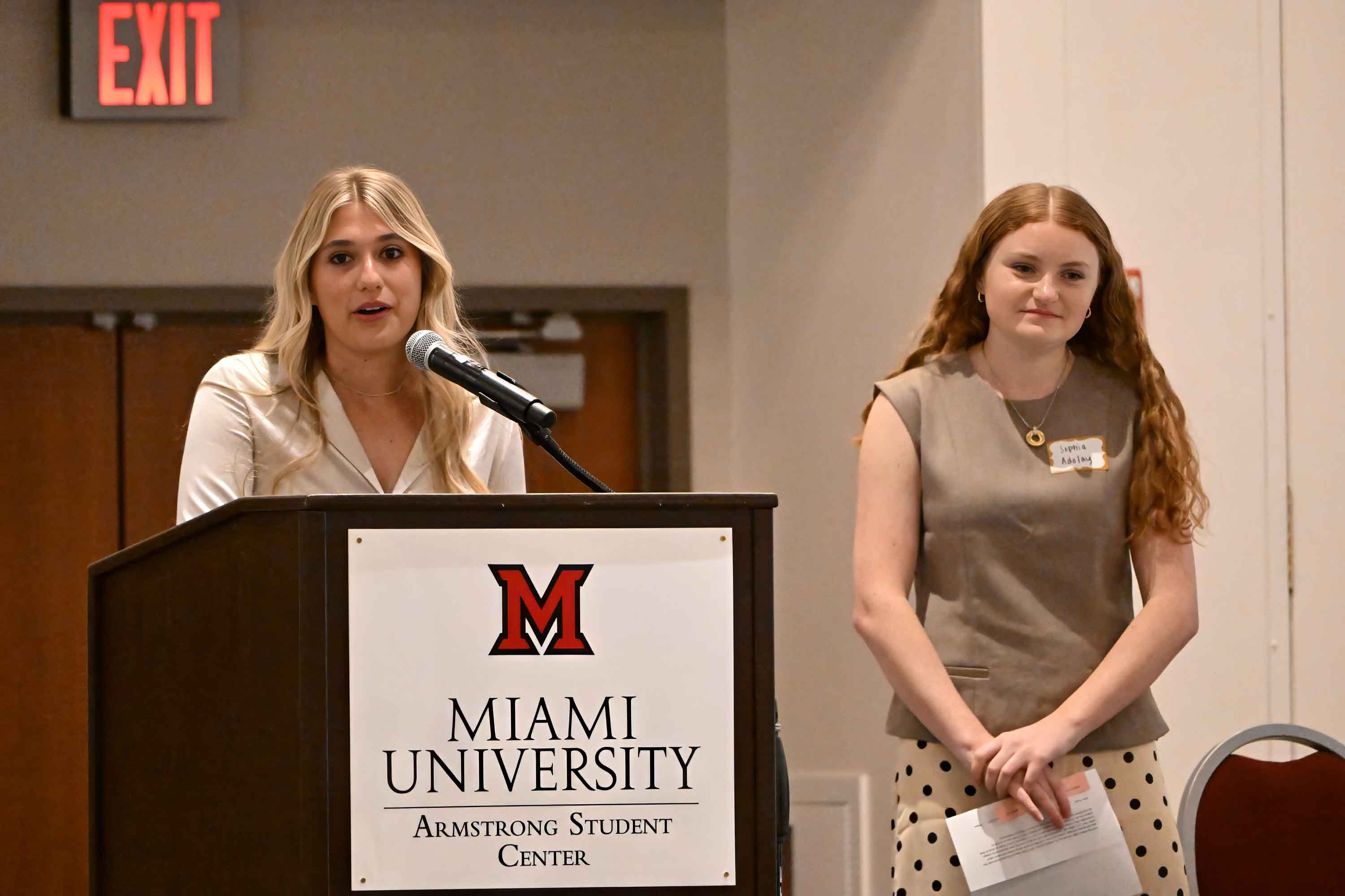 Ava Nagy and Sophie Adolay at the podium