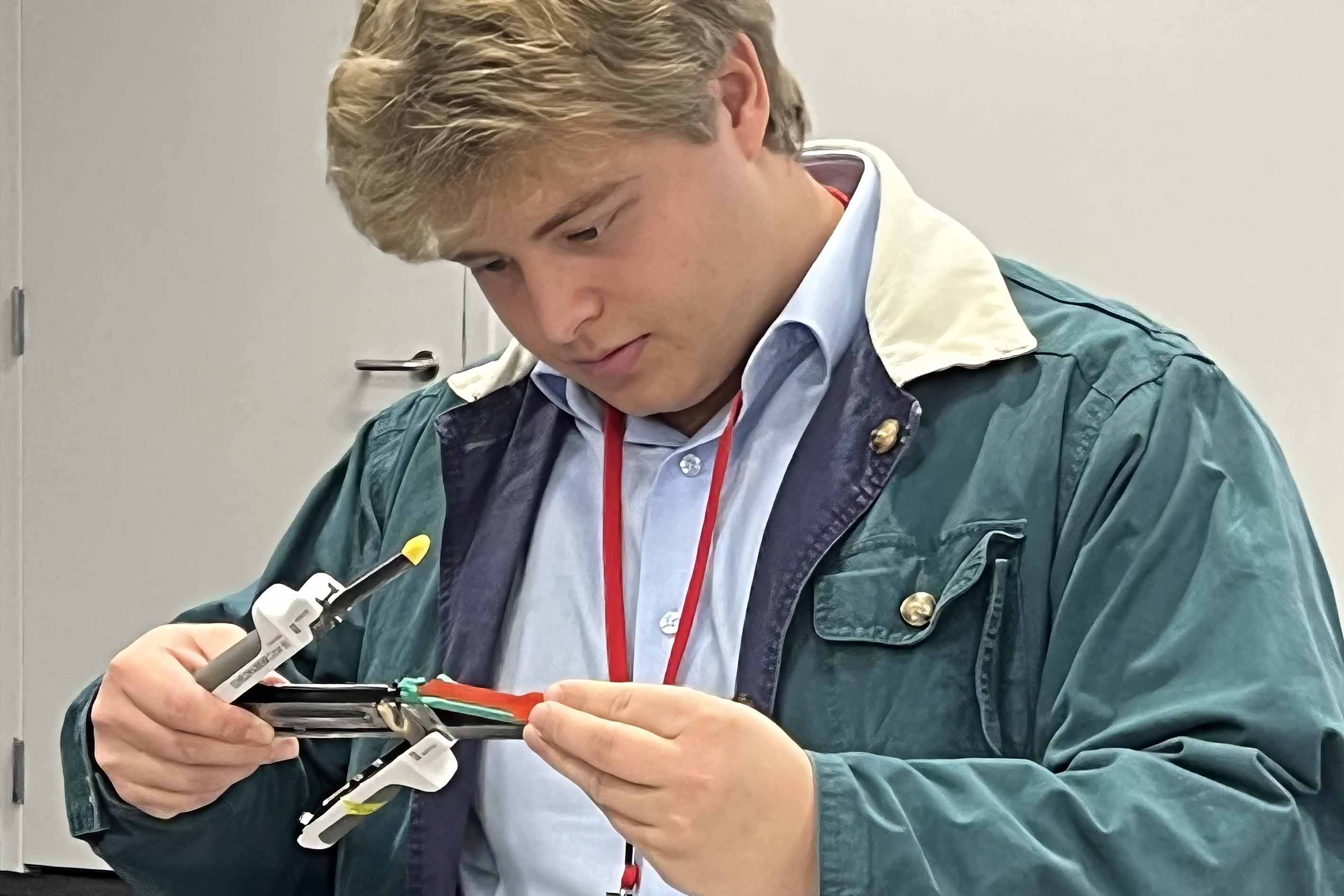 A student works with a piece of medical equipment