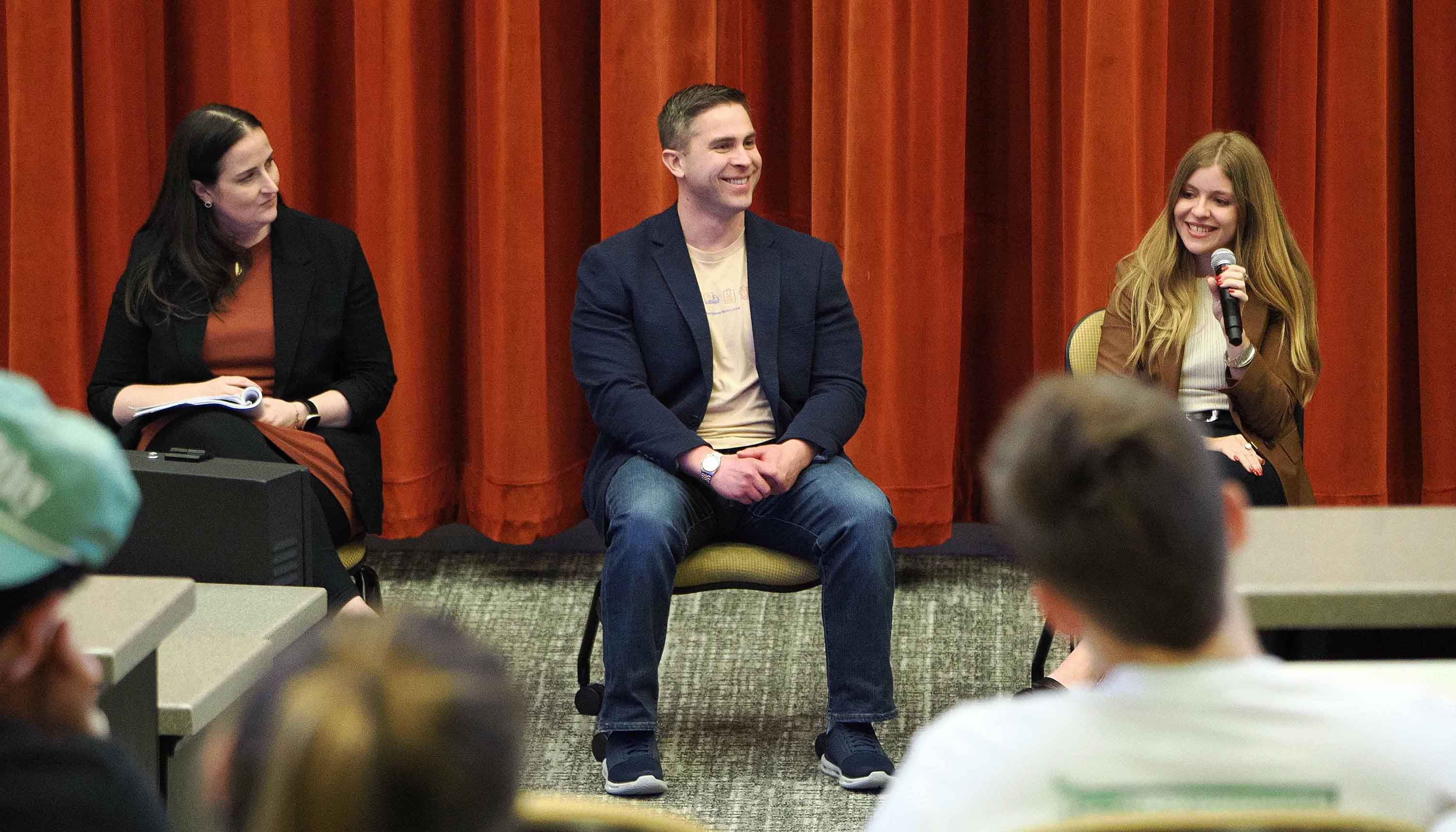 (L-R) Taylor McCallum, Seth Harms, and Rachel Cleveland