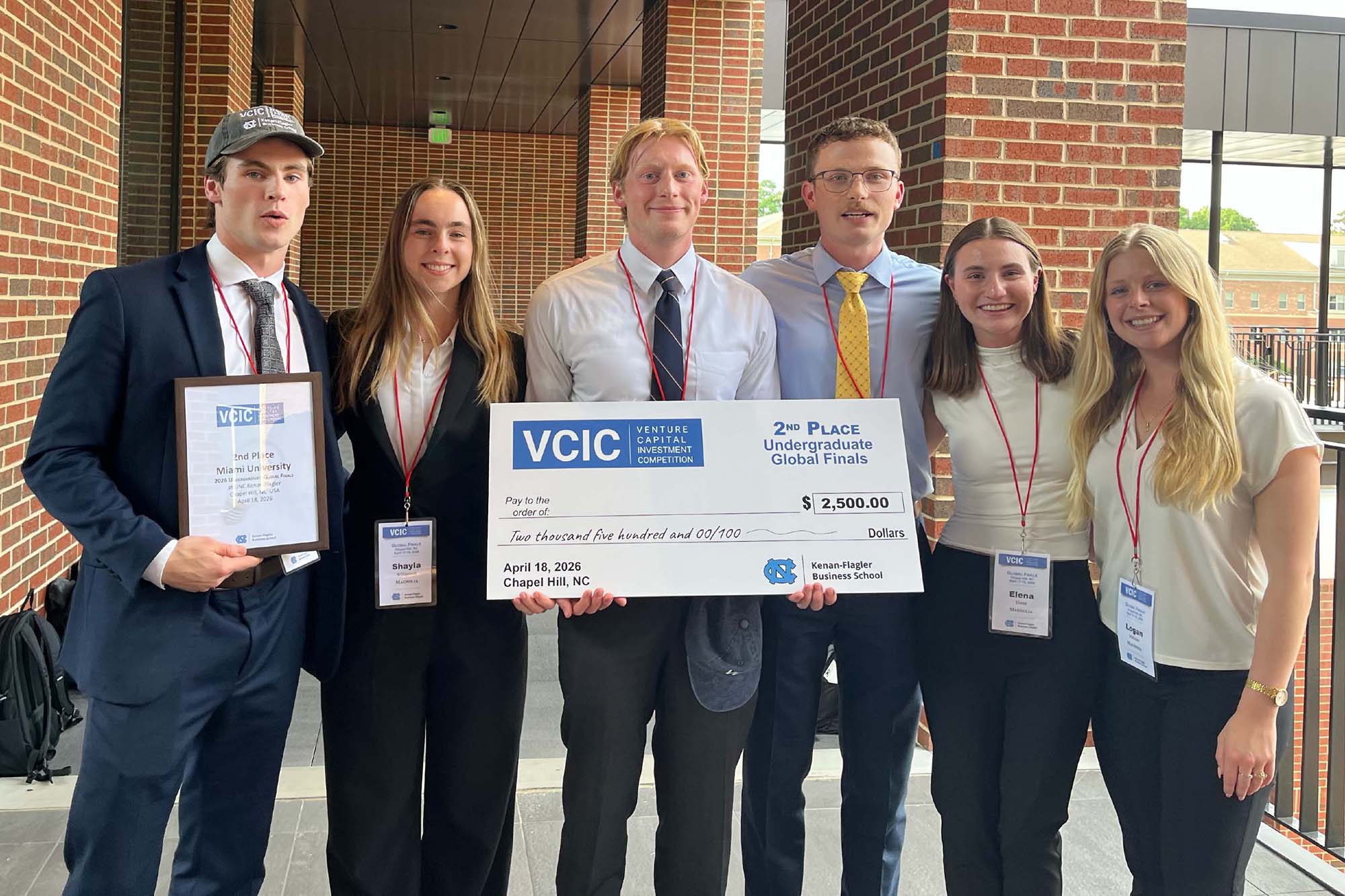 Team photo with big check