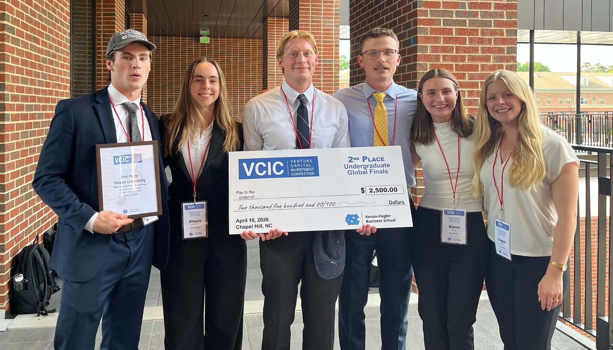 Team photo with big check