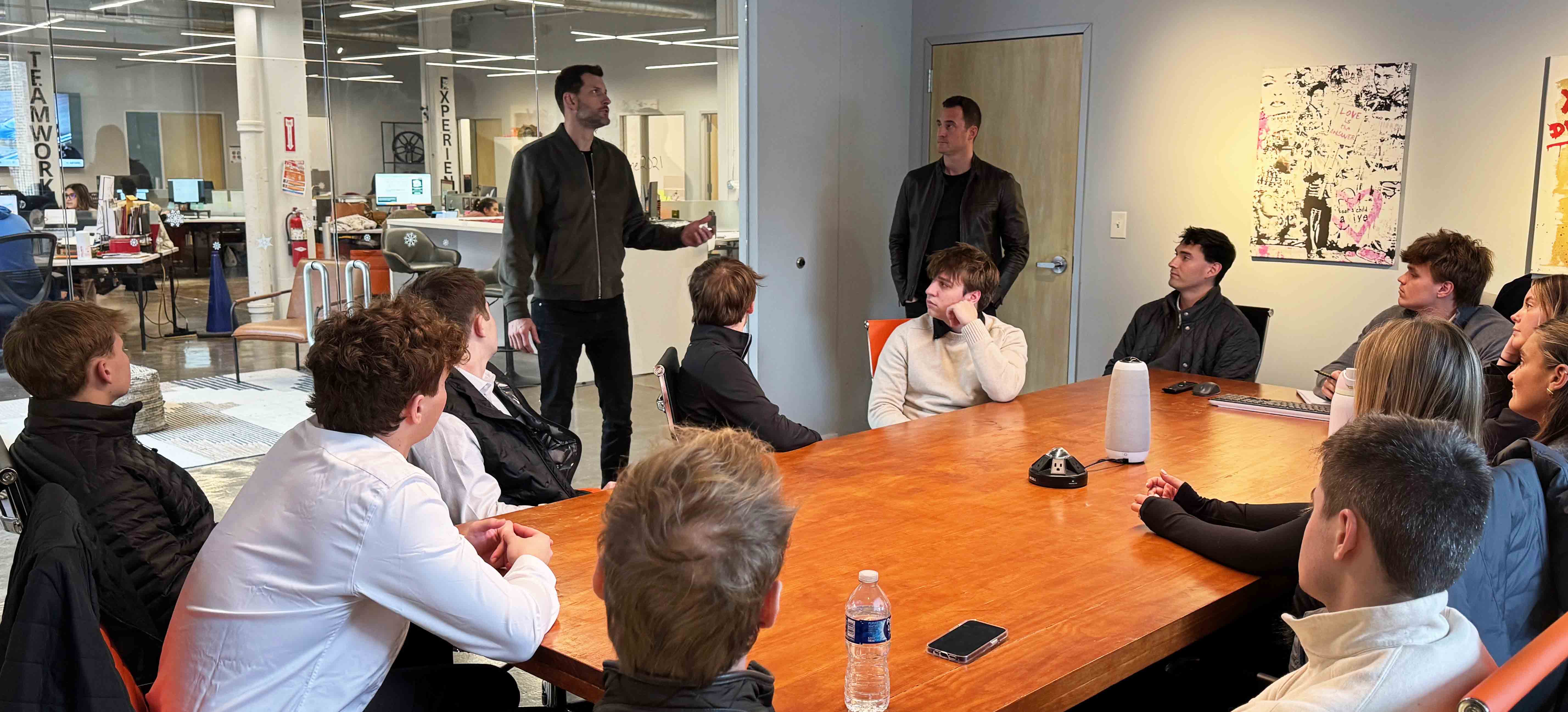 Students talk with executives at Xtreme Xperiences headquarters in Chicago