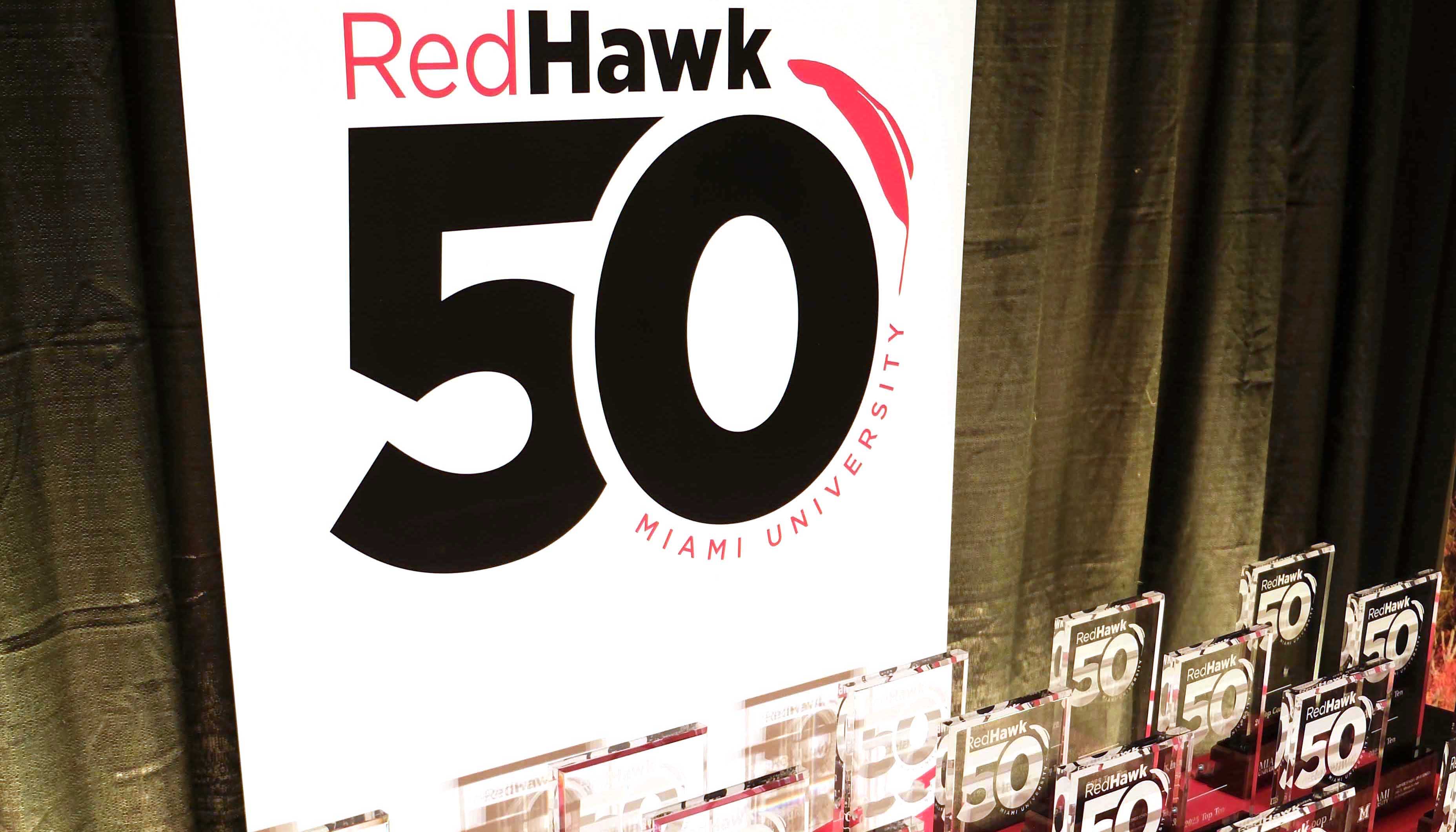 Redhawk50 trophies and logo
