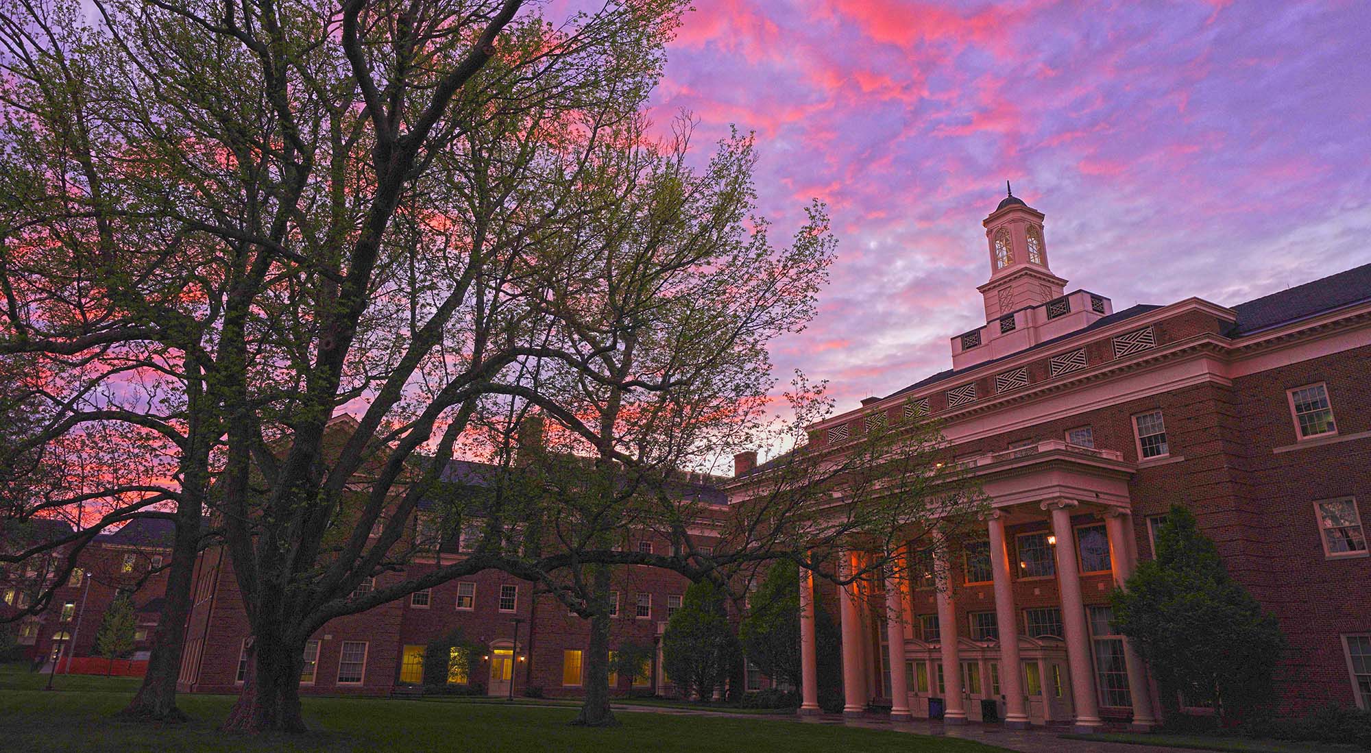 Farmer School of Business duringa sunset