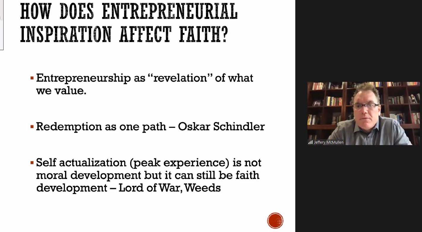 Jeffery McMullen conducting a zoom presentation