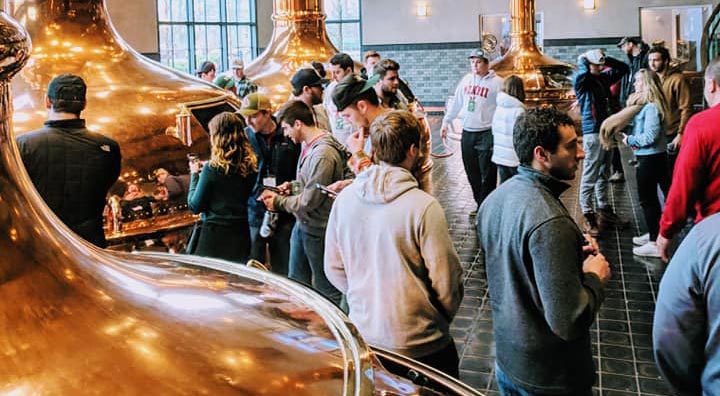 Students tour part of a brewery in North Carolina