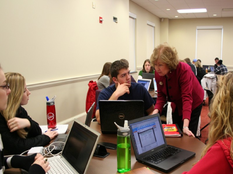 Students in classroom with professor