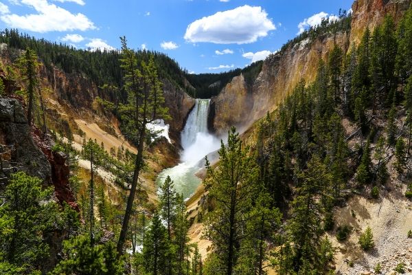 a waterfall at yellowstone