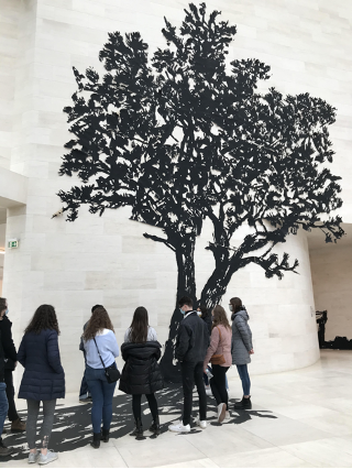 Art exhibit: tree with indoor shadow