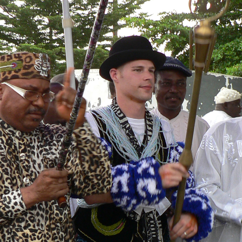 Jordan Fenton participates in a celebration in Nigeria