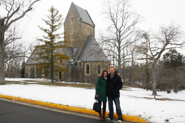 Kimberly and her husband getting engaged on Western Campus.