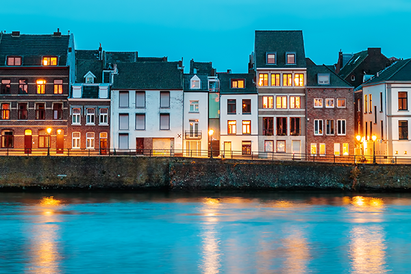 east side of city of Maastricht with river Maas in front