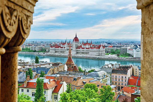 Panoramic view of Budapest from Fisherman Bastion