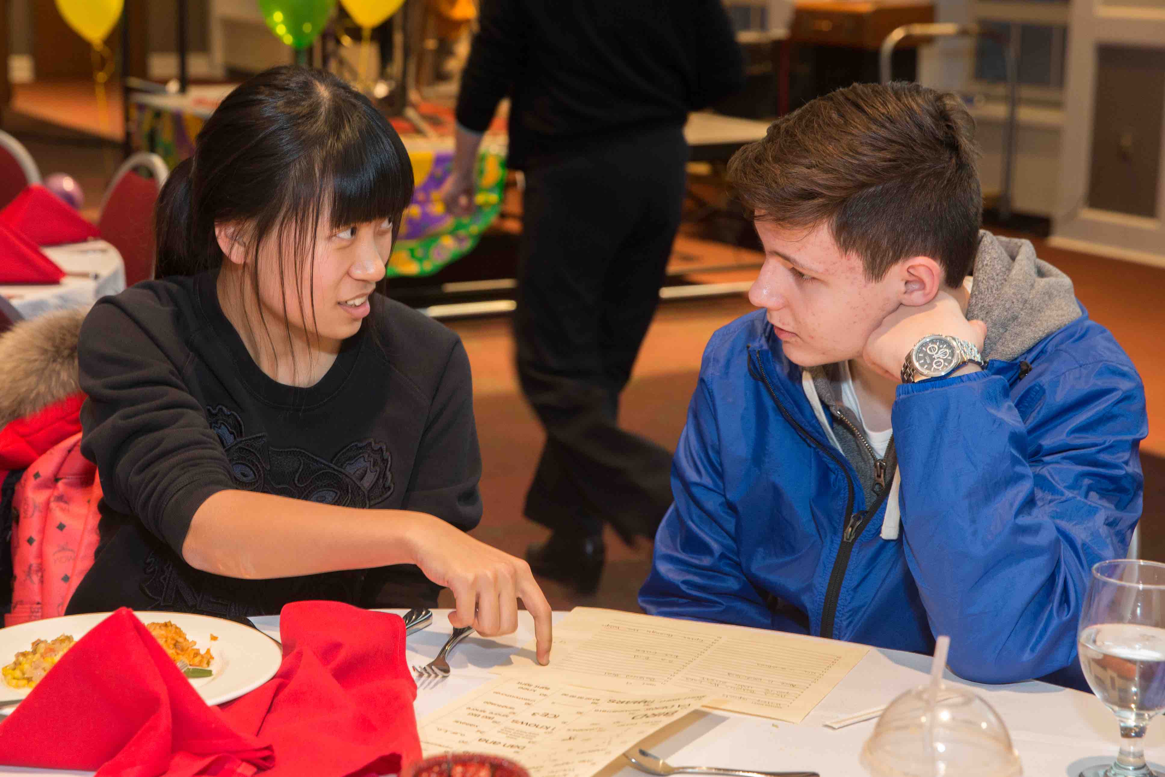 two students talking
