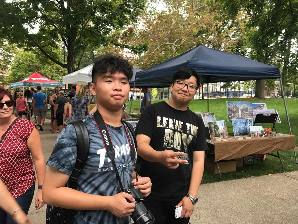 students at outside event