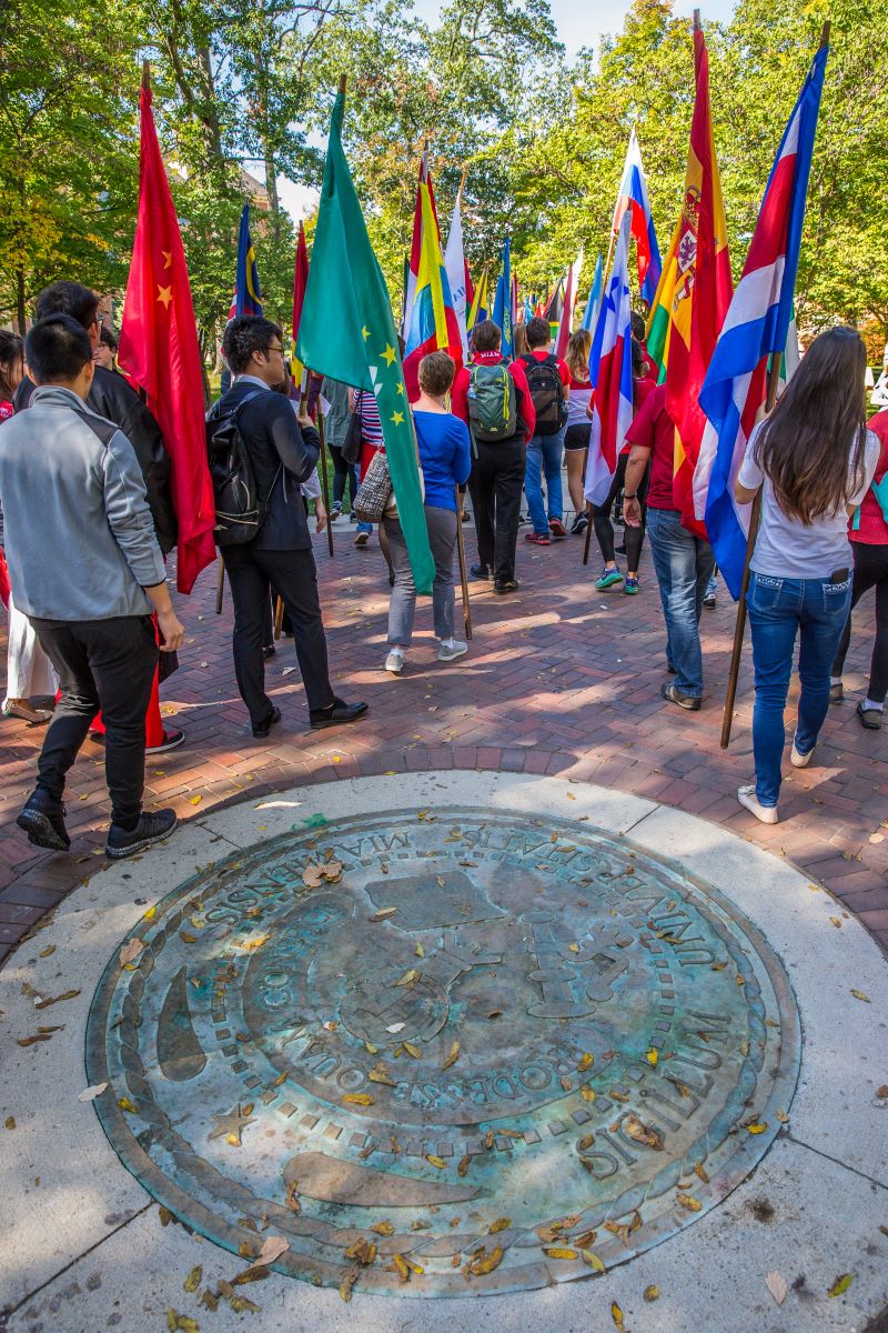 international flags being displayed at the hub