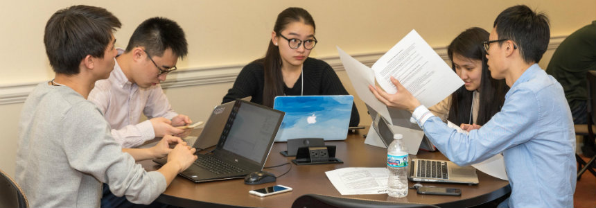 Students sitting in a classroom