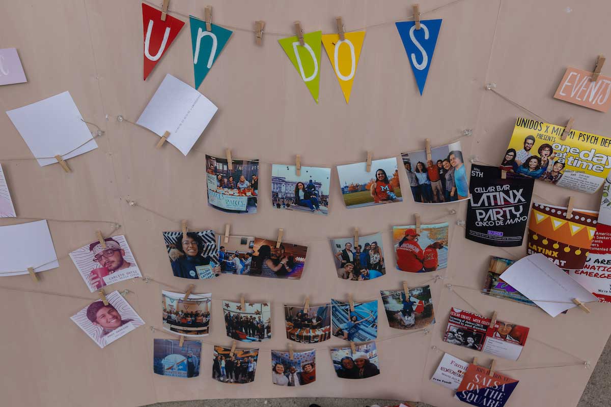 wall display of postcards