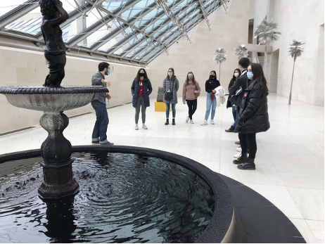 Art exhibit of a fountain filled with ink