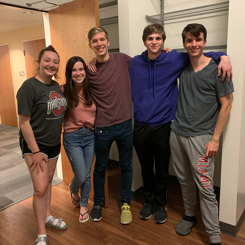 Patrick with residence hall friends