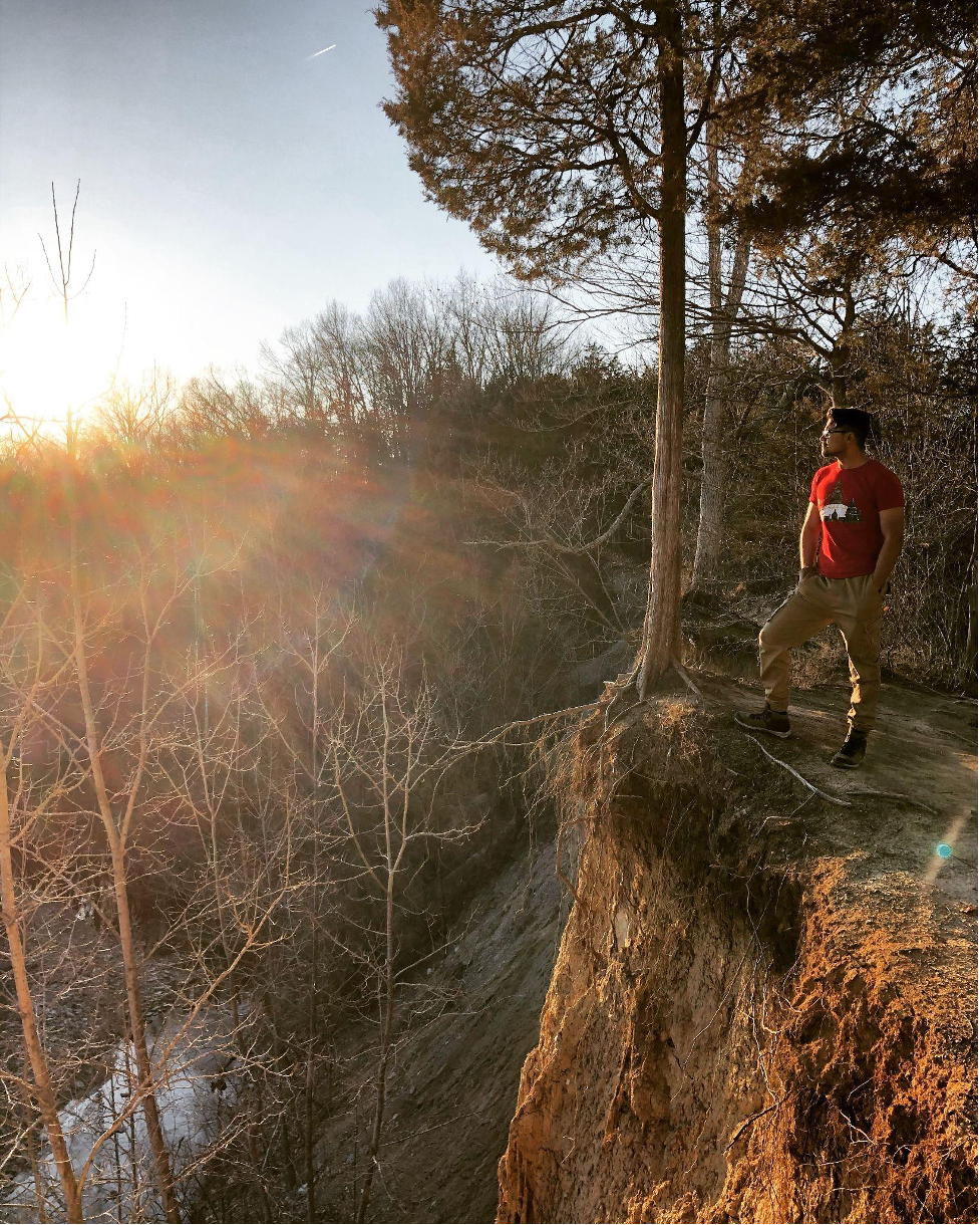Aayush pauses during a hike