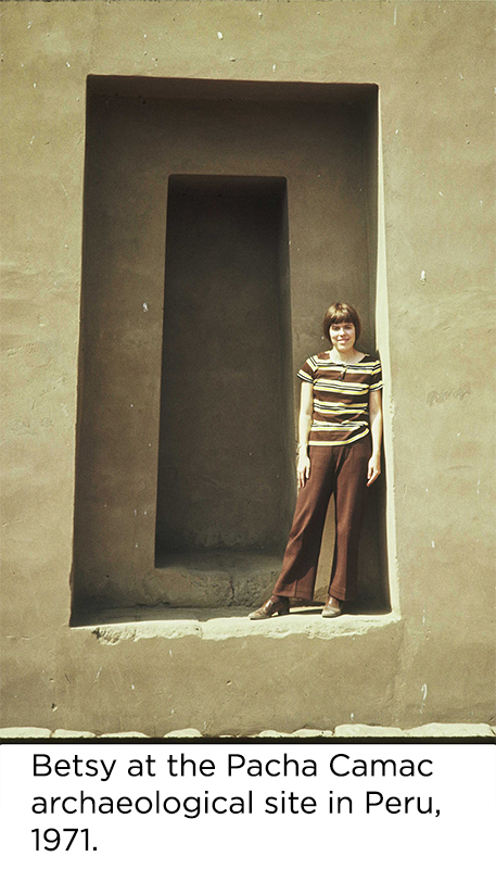 standing in the doorway at the Pacha Camac archaeological site in Peru