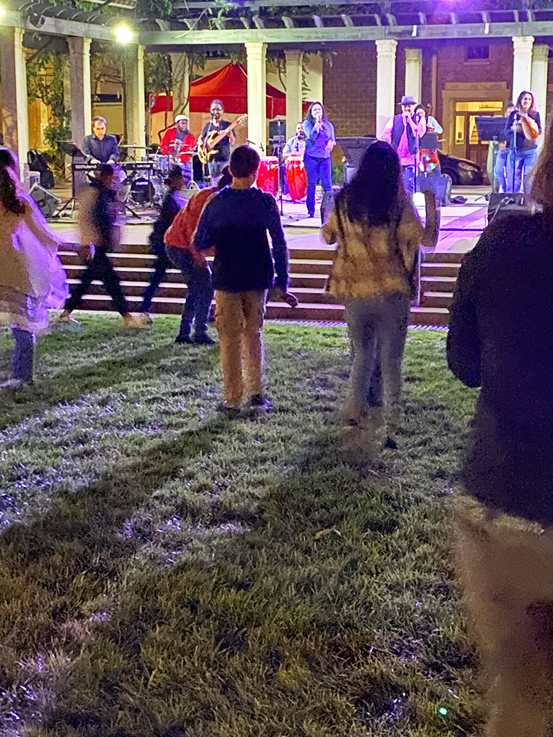 Participants dance along to Charanga on the lawn