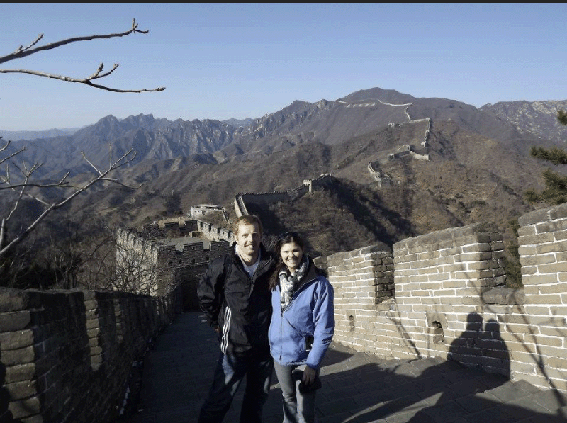 Miller and her husband at the Great Wall of China