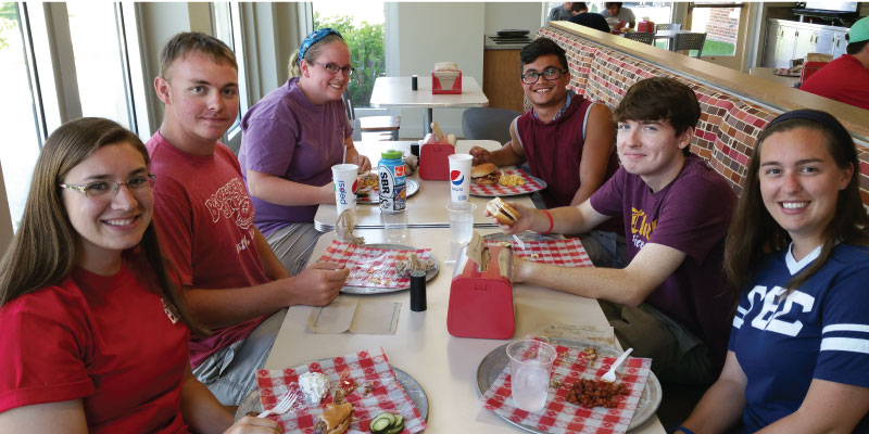 Students enjoying the Miami University dining experience.