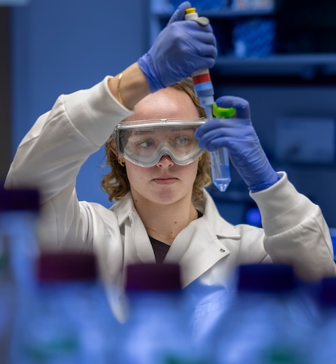 student in a chemistry lab