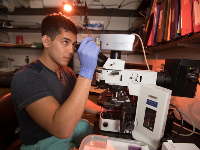 student in a chemistry lab