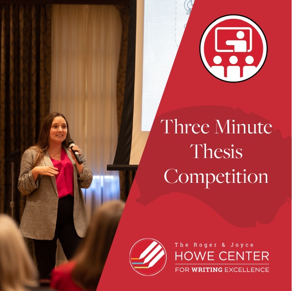 Emma Boddy, a Howe Writing Center Graduate Assistant Director, at the Three Minute Thesis Competition