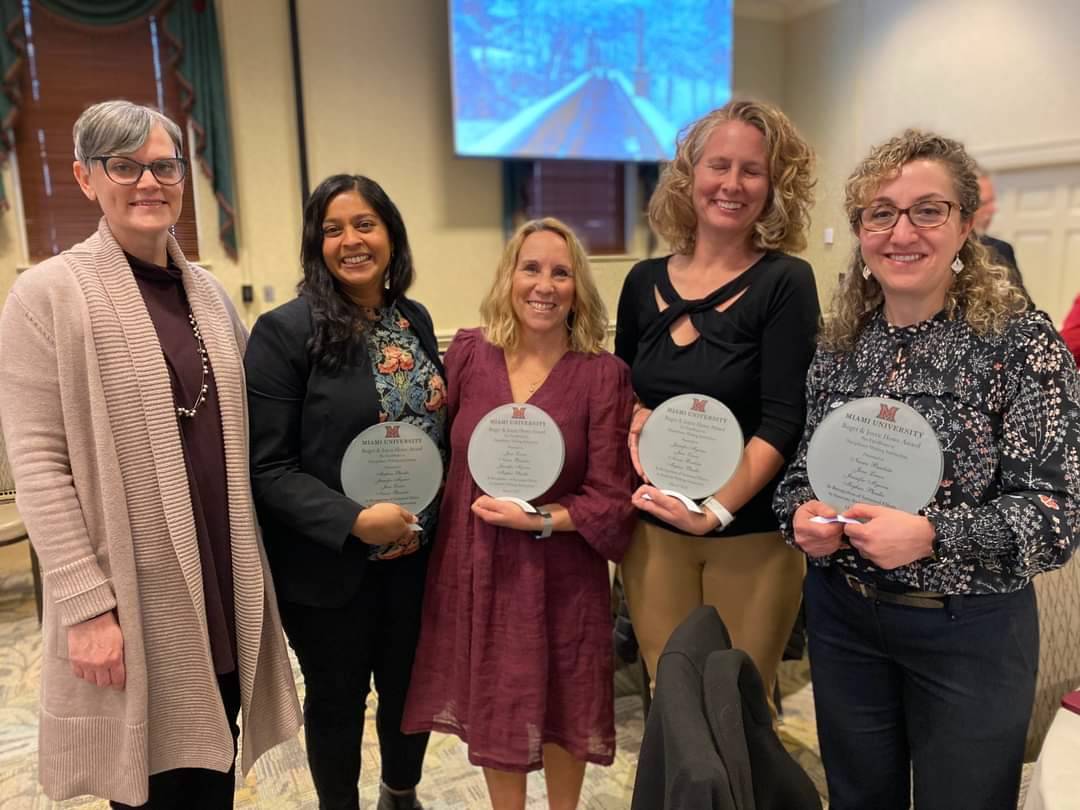 The winners of the 2023 Team Howe Award and HCWE staff, from left to right: Elizabeth Wardle, Meghan Phadke, Jane Lance, Jennifer Mysona, and Nazan Bautista.