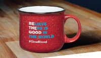 Mug with the words Believe there is good in the world, #GiveBlood