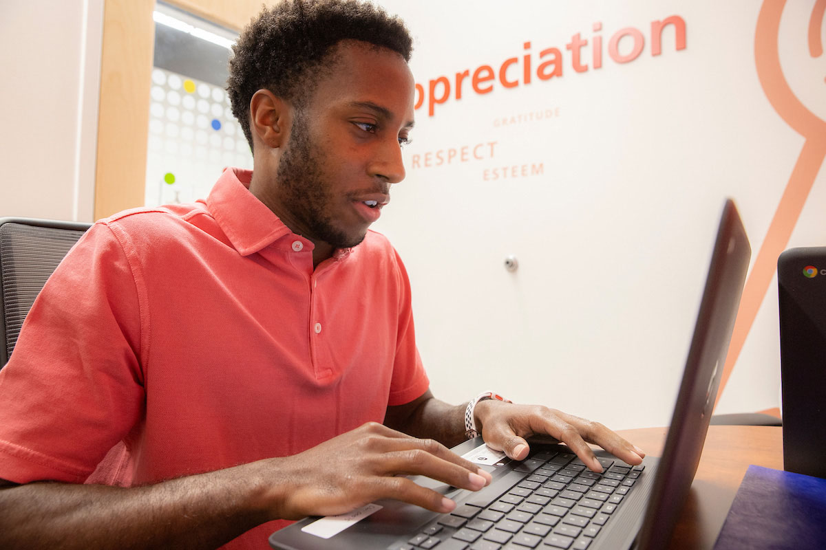  person working at desk