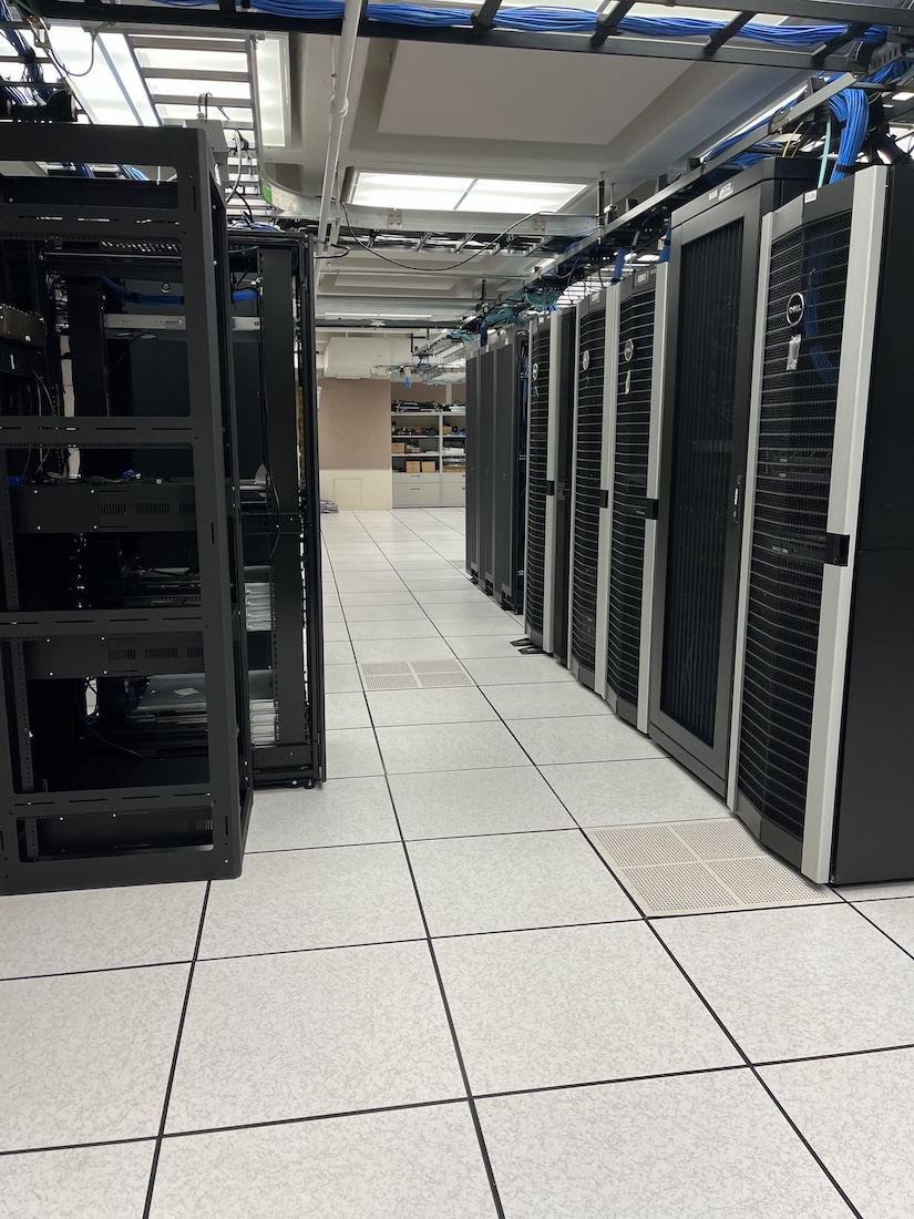 Racks of servers in the Hoyt Data Center