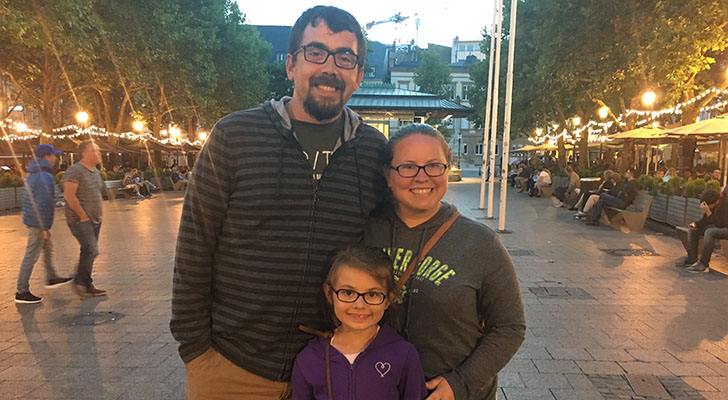 Network engineer Josh Senn with his family
