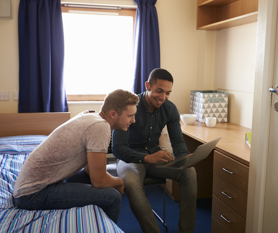 Male Students Watching TV