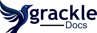 Grackle logo, a black bird silhouette over the words Grackle Docs