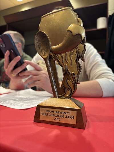 A trophy for the judges of the chili competition