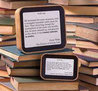 a clock that has words on it to tell the time