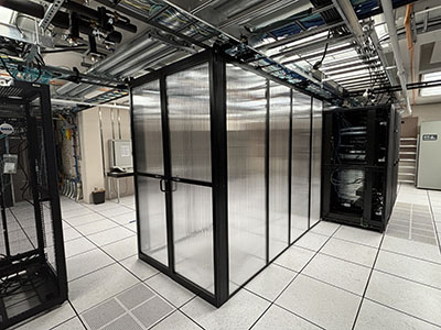 The new cooling containment space in the data center