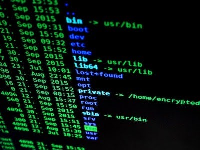 The command line of a computer with various inputs and dates