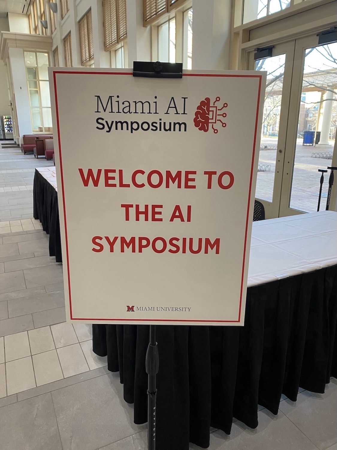 Welcome Sign at the 2025 AI Symposium in the Armstrong Student Center