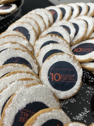 Cookies that are embossed with Access for All 10 logo