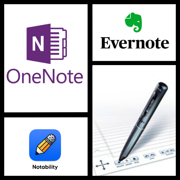collage of note-taking product logos